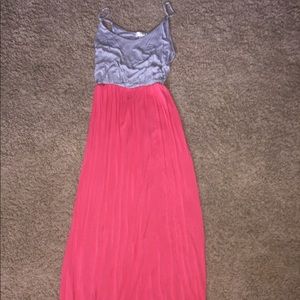 Pink and gray maxi dress